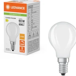 Ledvance Classic E14 kronepære, 2700K, 5,9W