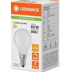 Ledvance Classic E14 kronepære, 2700K, 5,9W