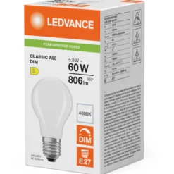 Ledvance Classic E27 standardpære, 4000K, 5,9W