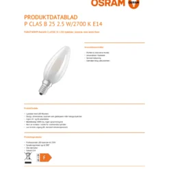 Ledvance E14 kertepære, 2700K, 1,8W