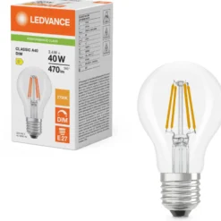 Ledvance E27 standardpære, 2700K, 3,4W