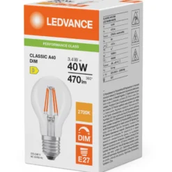 Ledvance E27 standardpære, 2700K, 3,4W