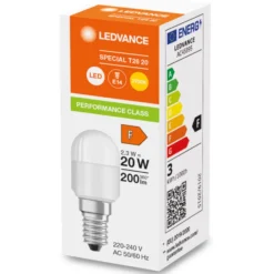Ledvance Parathom E14 køleskabspære, 2700K, 2,3W
