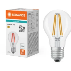Ledvance Value E27 standardpære, 4000K, 7W