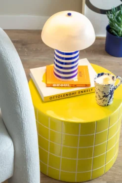 Leitmotiv Rayado Retro bordlampe, stribet blå
