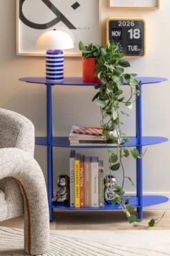 Leitmotiv Rayado Retro bordlampe, stribet blå