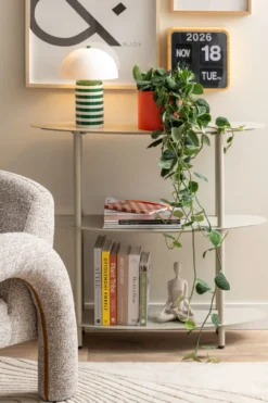 Leitmotiv Rayado Retro bordlampe, stribet grøn