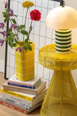 Leitmotiv Rayado Retro bordlampe, stribet grøn