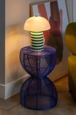 Leitmotiv Rayado Retro bordlampe, stribet grøn