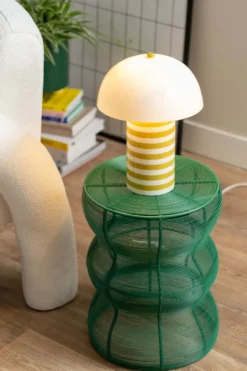Leitmotiv Rayado Retro bordlampe, stribet gul