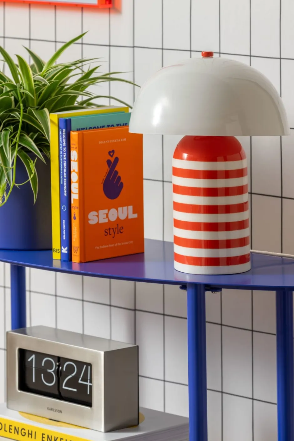 Leitmotiv Rayado Retro bordlampe, stribet orange