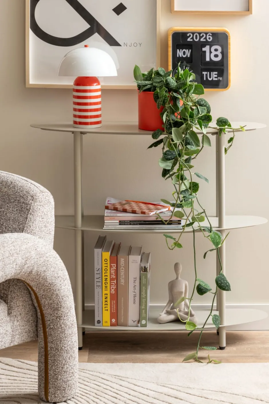 Leitmotiv Rayado Retro bordlampe, stribet orange