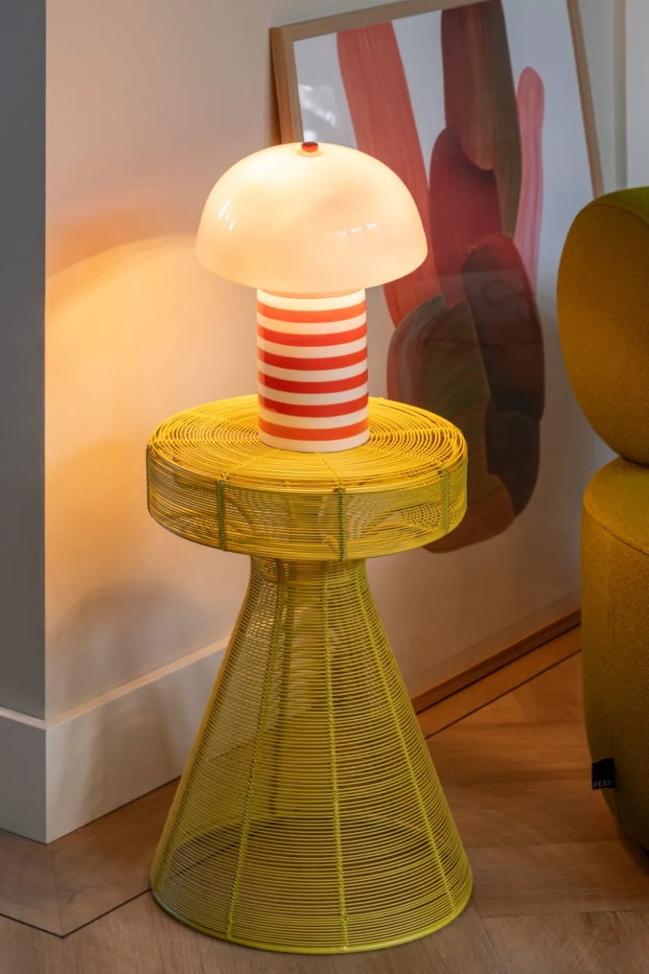 Leitmotiv Rayado Retro bordlampe, stribet orange