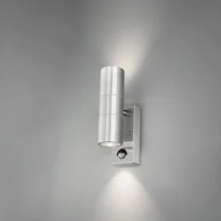 4lite Marinus Sleek udendørs væglampe med sensor, rustfrit stål