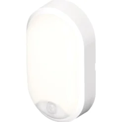 4lite Pylus Oval udendørs væglampe med sensor, hvid