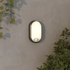 4lite Pylus Oval udendørs væglampe med sensor, sort