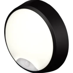 4lite Pylus Round udendørs væglampe med sensor, sort