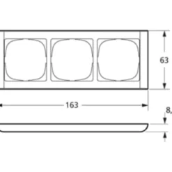 LK Fuga Softline 63 ramme, 3 modul, vandret, metallic