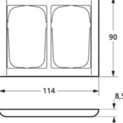 LK Fuga Softline 63 ramme, 2x1,5 modul, vandret, metallic