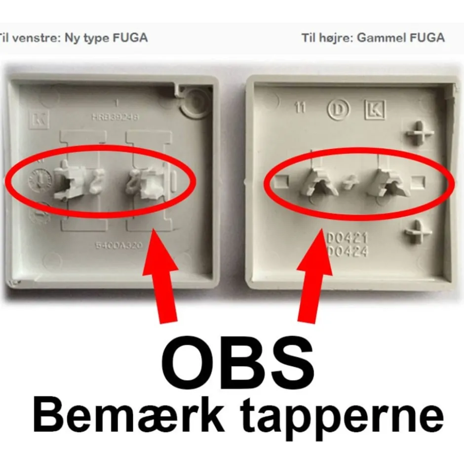 LK Fuga tangent for afbryder, gammel type, 1 modul, hvid