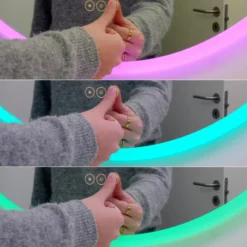 Loevschall Johannesburg RGB spejl med lys, dæmpbar, touch, Ø100 cm