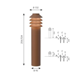 Louis Poulsen Bysted Garden havelampe, 2700K, anker, corten, høj