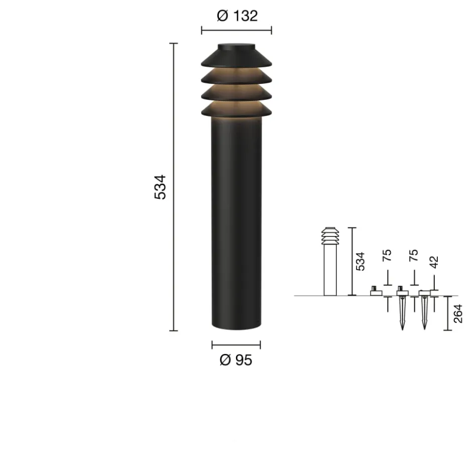 Louis Poulsen Bysted Garden havelampe, 3000K, anker, sort, høj