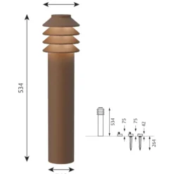 Louis Poulsen Bysted Garden havelampe, 3000K, base, corten, høj