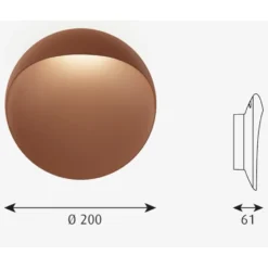 Louis Poulsen Flindt udendørs væglampe, 2700K, corten, Ø20 cm