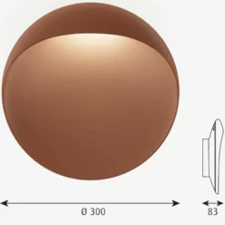 Louis Poulsen Flindt udendørs væglampe, 2700K, corten, Ø30 cm