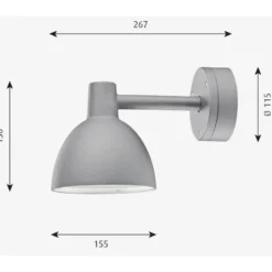 Louis Poulsen Toldbod 155 udendørs væglampe, aluminium