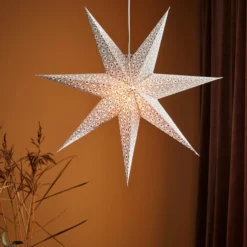 Markslöjd Baroque julestjerne med lys, 45 cm, hvid/guld