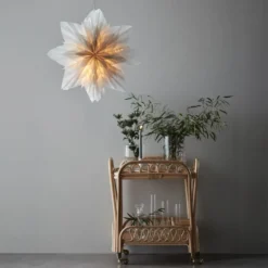 Markslöjd Neela julestjerne med lys, 56 cm, grå