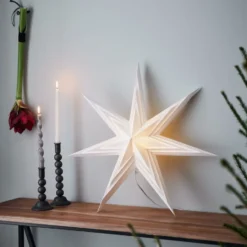 Markslöjd Sombra julestjerne med lys, 70 cm, hvid