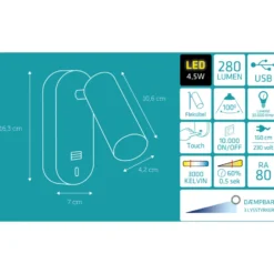 Nielsen Light Ego væglampe med USB, hvid