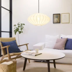 Nielsen Light Jasmin Ellipse pendel, sort ledning, hvid