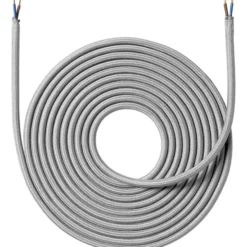 Nielsen Light stofledning, 2x0,75 mm², 4 meter, lysegrå