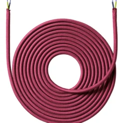 Nielsen Light stofledning, 2x0,75 mm², 4 meter, vinrød