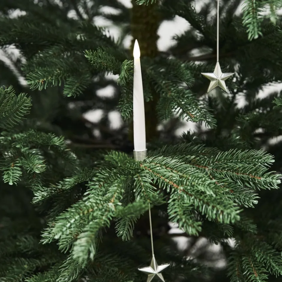 Nordic Winter juletræslys, sølvstjerne holder, 20 stk