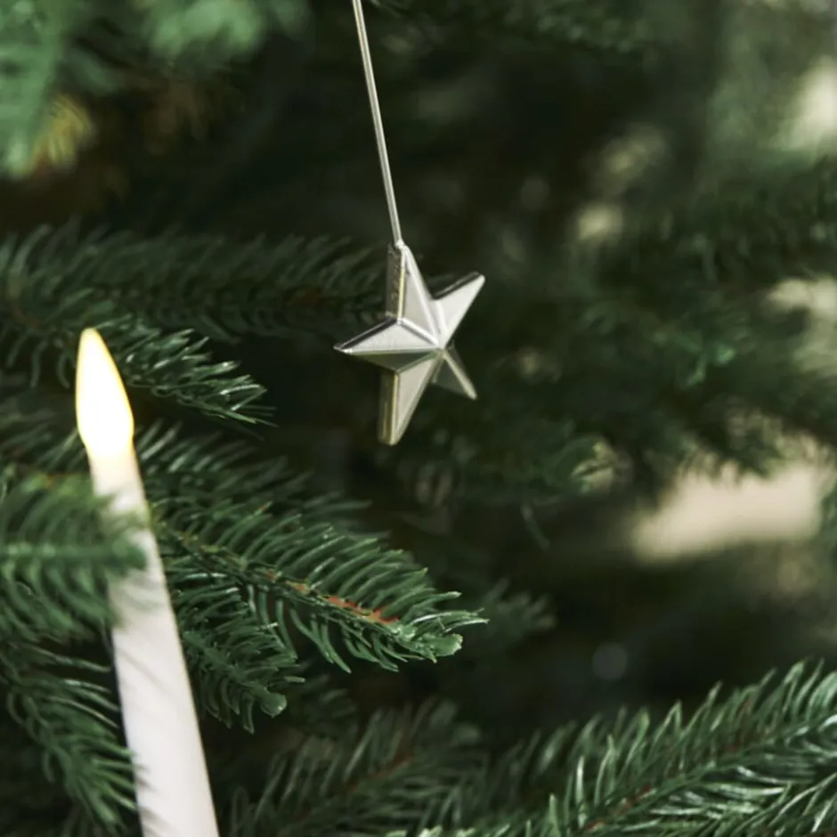 Nordic Winter juletræslys, sølvstjerne holder, 20 stk
