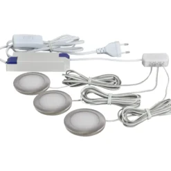 Nordtronic Linea møbelspots 3-kit, 3000K, børstet aluminium