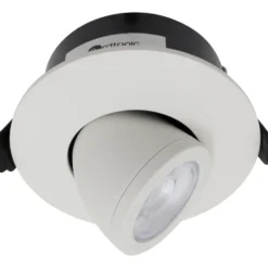 Nordtronic Low Profile Flexible indbygningsspot, driver & kip, Ø7,5 cm, hvid, 3000K