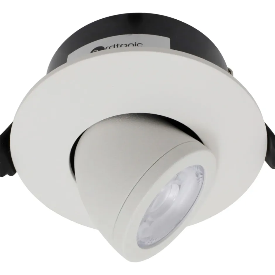 Nordtronic Low Profile Flexible indbygningsspot, driver & kip, Ø7,5 cm, hvid, 3000K
