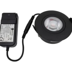 Nordtronic Low Profile Flexible indbygningsspot, driver, Ø8,3 cm, sort, 4000K