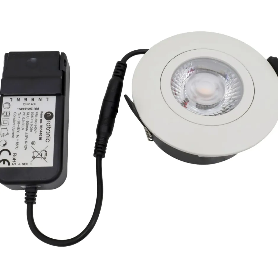 Nordtronic Low Profile Flexible indbygningsspot, Ø8,3 cm, hvid, 4000K