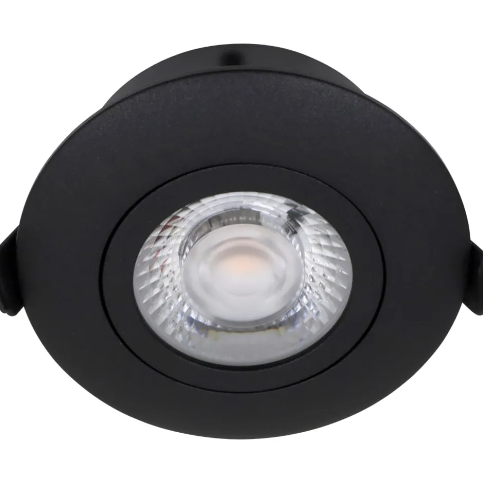 Nordtronic Low Profile Flexible indbygningsspot, Ø8,3 cm, sort, 3000K