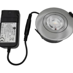 Nordtronic Low Profile Flexible udendørs indbygningsspot, driver, Ø7,5 cm, børstet alu, 3000K