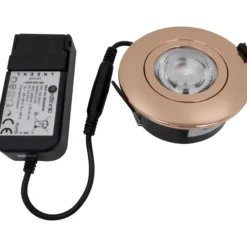Nordtronic Low Profile Flexible udendørs indbygningsspot, driver, Ø7,5 cm, kobber, 3000K