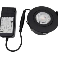 Nordtronic Low Profile Flexible udendørs indbygningsspot, driver, Ø7,5 cm, sort, 3000K
