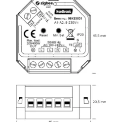 Nordtronic Zigbee lysdæmper til indbygning